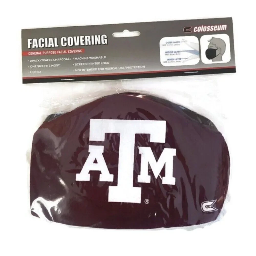 Colosseum NCAA Texas A&M Aggies Licensed Face Covering 2 Pack Reusable Maroon